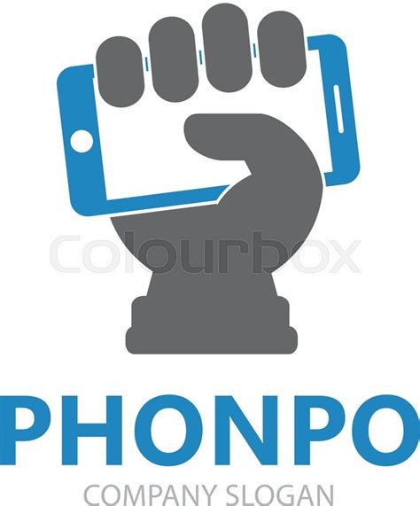 Vector hand with phone logo design ... | Stock vector | Colourbox