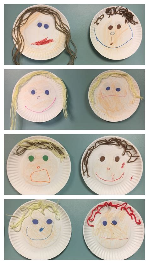 Self-portrait paper plate art, pre-k, all about me week. We made these ...