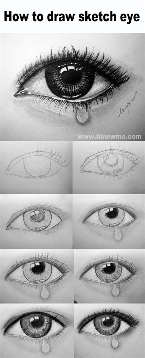 How to draw sketch crying eye step by step