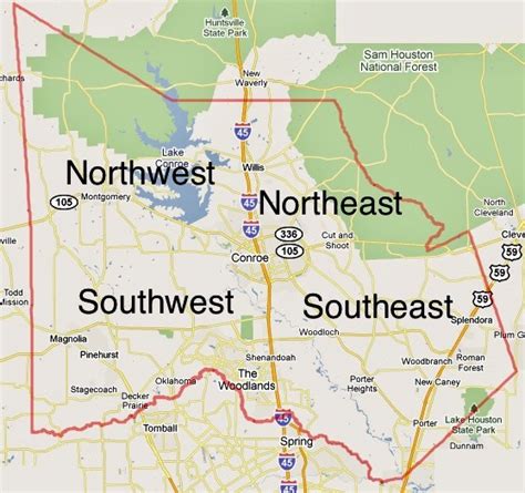 Map Of Montgomery County Texas | Map Of West