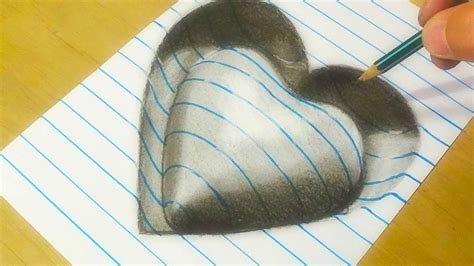 How To Draw A 3d Heart With Charcoal - YouTube