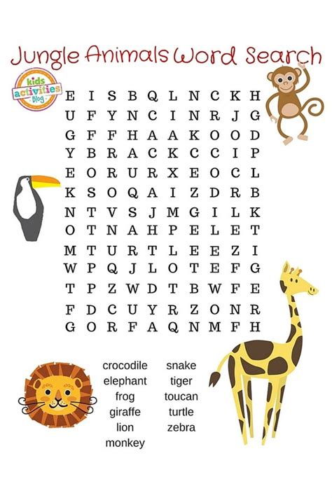 If you’re looking for a Jungle Animals Word Search then you found it! Jungle Theme Activities ...