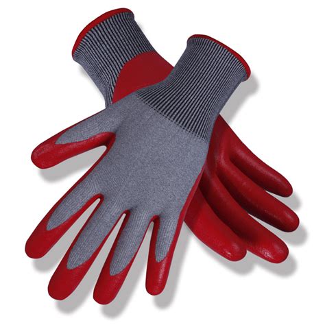 ANSI cut level A3 18G HPPE cut resistant work glove with Red Micro Foam Nitrile coated