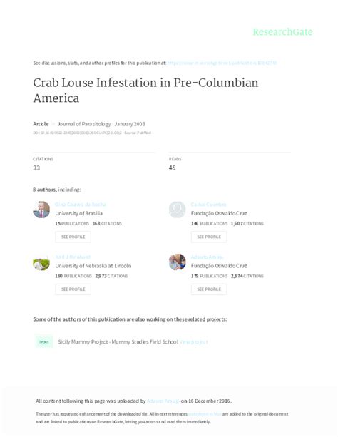 (PDF) Crab Louse Infestation in Pre-Columbian America | Gino Rocha ...