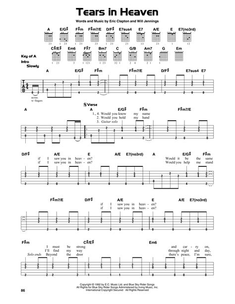 Tears In Heaven by Eric Clapton - Guitar Lead Sheet - Guitar Instructor