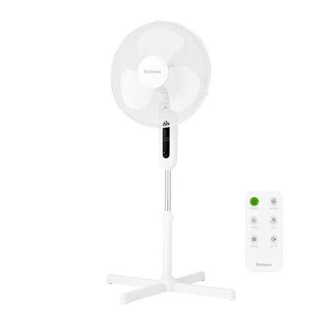 Holmes 16 in. Digital Oscillating 3-Speed Stand Fan with Remote Control White 12745 - The Home Depot