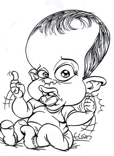 Baby with big head Drawing free image download