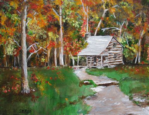 Cabin in the woods Painting by Kathy Stiber - Fine Art America