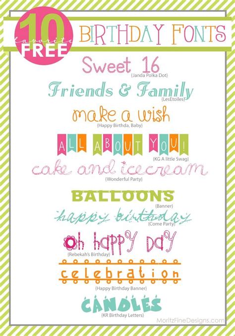 Awesome Free Birthday Fonts | Free Font Friday, MoritzFineBlogDesigns | Scrapbook fonts, Free ...