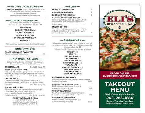 Eli’s Brick Oven Pizza Menu | Eli's Restaurant Group