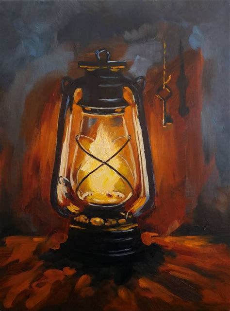 Hot kerosene lamp and a key still life Painting | Painting, Lantern painting, Light painting