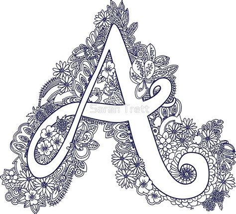 Letter A monogram doodle inked art Sticker by Sarah Trett | Doodle art letters, Doodle art for ...