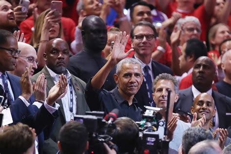 Barack Obama Receives a Standing Ovation and a Hug from Drake at NBA ...