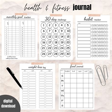 Health and Fitness Journal Printable Health and Wellness Planner Health ...