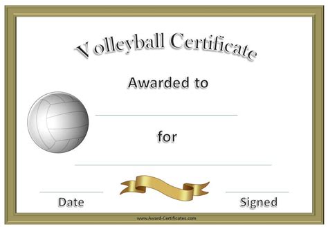 Free Volleyball Certificate Templates - Customize Online