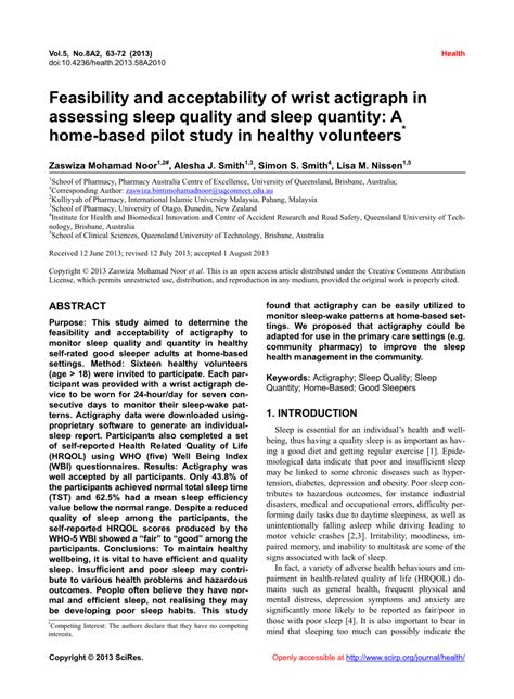 (PDF) Feasibility and acceptability of wrist actigraph in assessing sleep quality and sleep ...