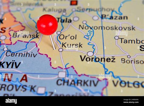 Kursk location on map in Russia Stock Photo - Alamy