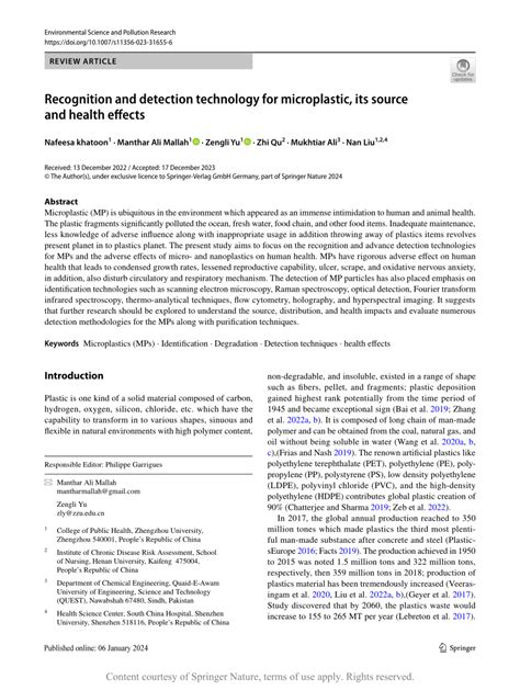 Recognition and detection technology for microplastic, its source and ...