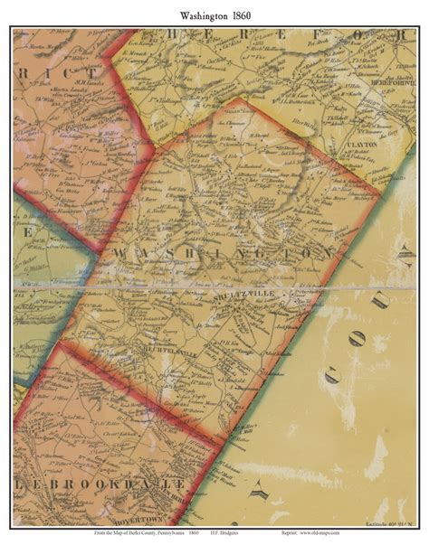 Washington Township, Pennsylvania 1860 Old Town Map Custom Print ...