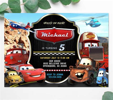 Cars movie birthday invitation template - Edit Online Instant Download