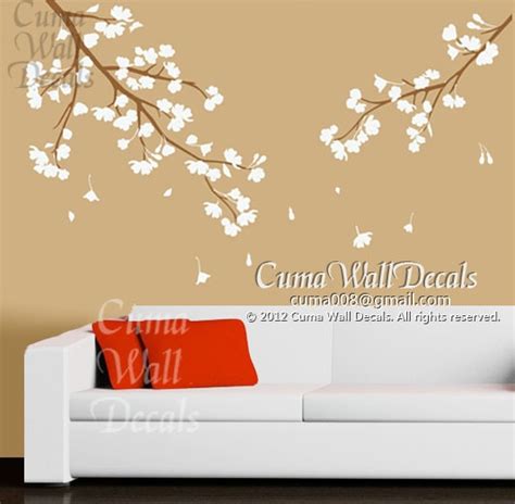 cherry blossom wall decals vinyl floral wall sticker by cuma