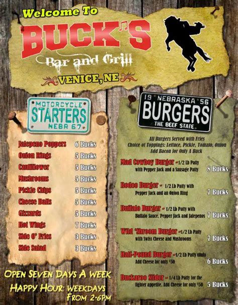 Buck's Bar & Grill Menu - Urbanspoon/Zomato