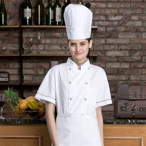 Svitania Unisex Kitchen Chef Uniform Bakery Food Service Short Sleeve Breathable Single Breasted ...