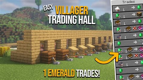 EASIEST Villager Trading Hall | ALL TRADES 1 EMERALD! in 2023 | Minecraft designs, Village ...