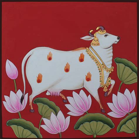 Cow & Lotus Wall Traditional Cloth Pichwai Cow Love Wall - Etsy | Pichwai paintings, Cow ...