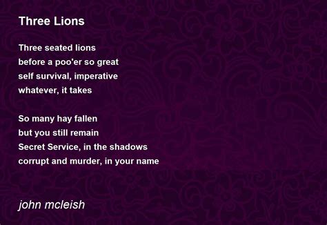 Three Lions - Three Lions Poem by john mcleish