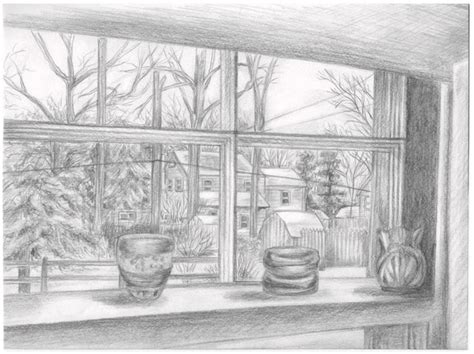 Drawing a View through a Window - The Arty Teacher | Perspective art, Window drawing, Drawings