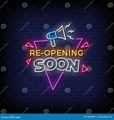 Neon Sign Re-opening Soon with Brick Wall Background Vector Stock Vector - Illustration of ...