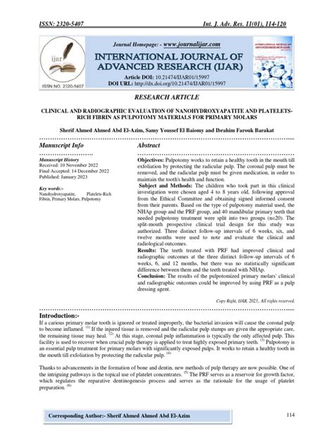 Clinical and Radiographic Evaluation of Nanohydroxyapatite and Platelets-Rich Fibrin As ...