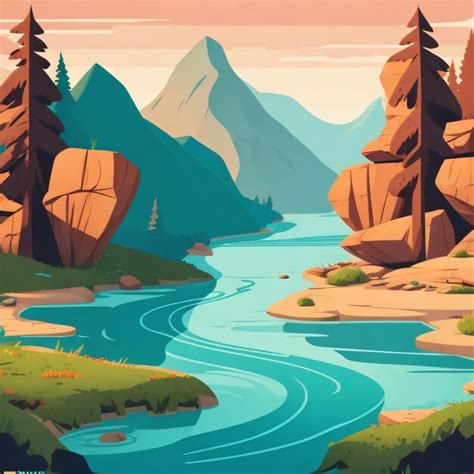 Premium AI Image | Animation style vector illustration of River flat stylized