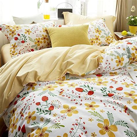 Amazon.com: LifeTB Yellow Floral Bedding Sets Twin Girls Flower Duvet ...