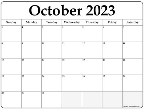 October 2023 calendar | free printable calendars