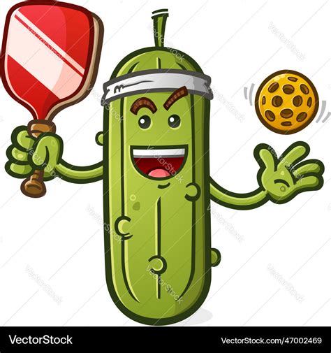 Pickleball cartoon mascot character Royalty Free Vector