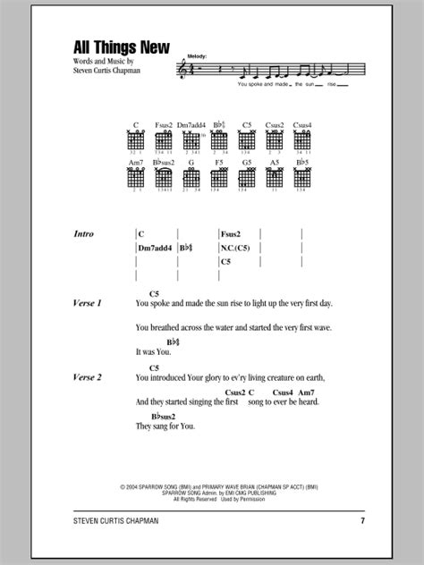 All Things New by Steven Curtis Chapman - Guitar Chords/Lyrics - Guitar ...