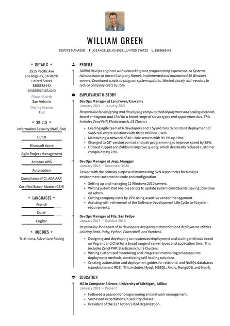 Devops Manager Resume Example For 2023 Resume Worded | Images and Photos finder