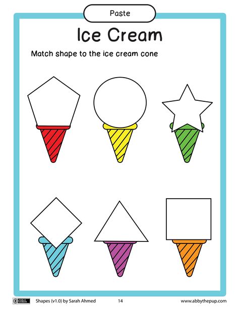 Cut out and Match shapes to the ice cream cone | Free Printable Puzzle ...