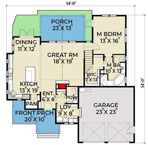 Lovely 4-Bed Craftsman House Plan with First-Floor Master - 280025JWD floor plan - Main Level ...