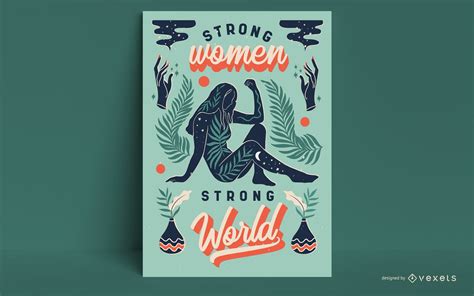 Strong Women Poster Design Vector Download