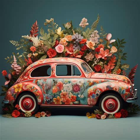 Premium AI Image | A picture of a car with floral print on it