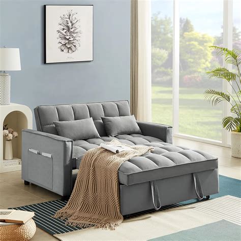 Amazon.com: Antetek Convertible Sleeper Sofa Bed, 3 in 1 Velvet Loveseat Futon Sofa Couch with ...