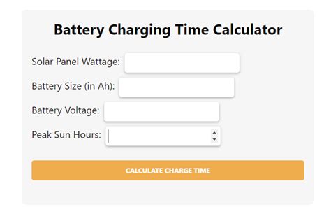 Solar Panel Battery Charge Time Calculator | Solartechadvisor