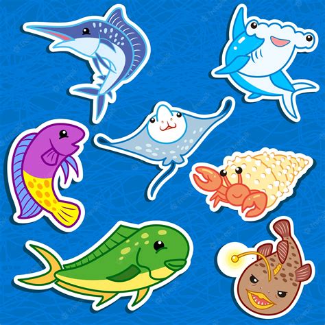 Premium Vector | Cute sea animal stickers