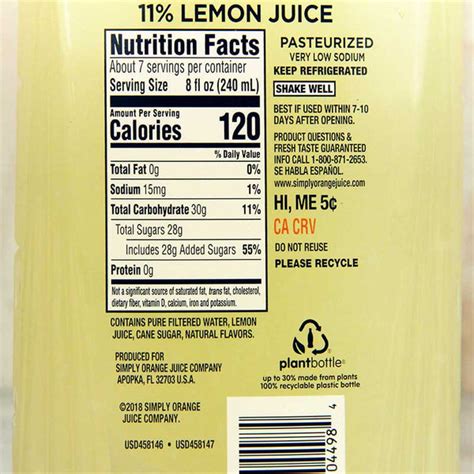 Simply Lemonade Nutrition Facts | Besto Blog