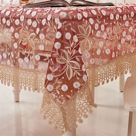 Wedding Embroidery Lace Table Cloth Party Round Tablecloth Table Runner ...