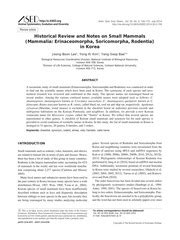 Historical Review and Notes on Small Mammals (Mammalia: Erinaceomorpha, Soricomorpha, Rodentia ...