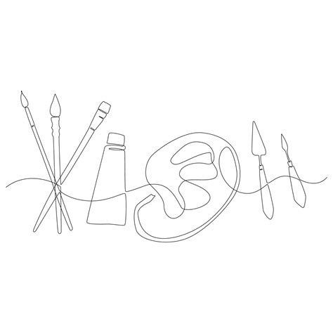 continuous line drawing of painting tools vector illustration 2188431 Vector Art at Vecteezy